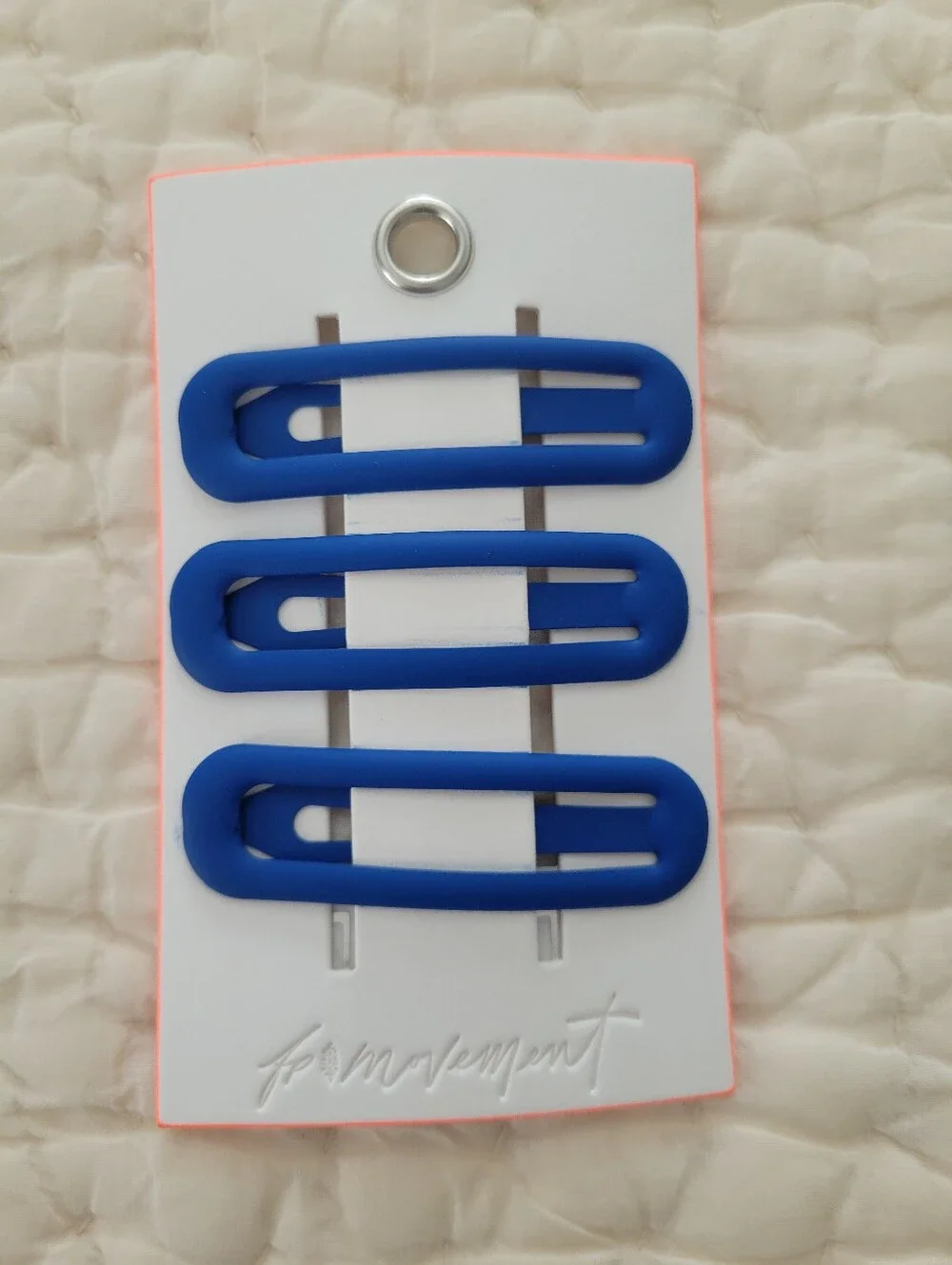NWT Free People Fresh Start Matte Blue Snap Hair Clips - Set of 3